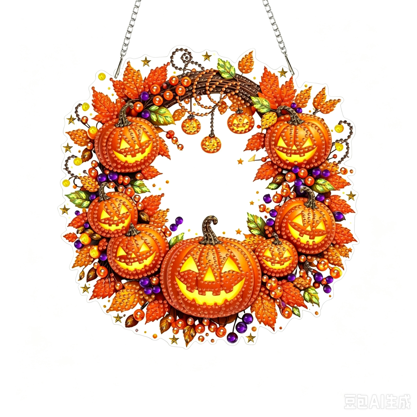 🎃 Herbstlicher Kürbiskranz mit Rautenmuster zum Aufhängen – Komplettes DIY-Set 🍂