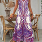 ⏳🔥2026 Hot Sale🎁 Ärmelloses Maxikleid mit Retro-Print und V-Ausschnitt für Damen – perfekt für Urlaub, Date oder Dinner🌺