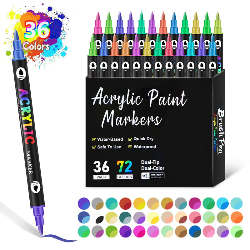 🎨50 % Rabatt!! 🔥 Acryl-Farbmarker mit zwei Spitzen – 24/48/72 Farben