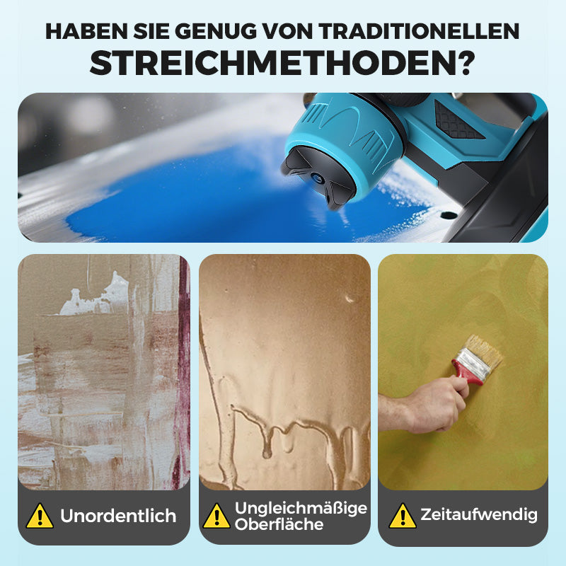 📢📢50 % Rabatt!! ⏰🔥Kabellose elektrische Spritzpistole ⚡ 800 ml/Minute für ununterbrochenes Sprühen 💪 Wiederaufladbar, kabellos, Sprühen in jedem Winkel ohne Auslaufen. Ideal für Möbel, Zäune und Wände 🏠