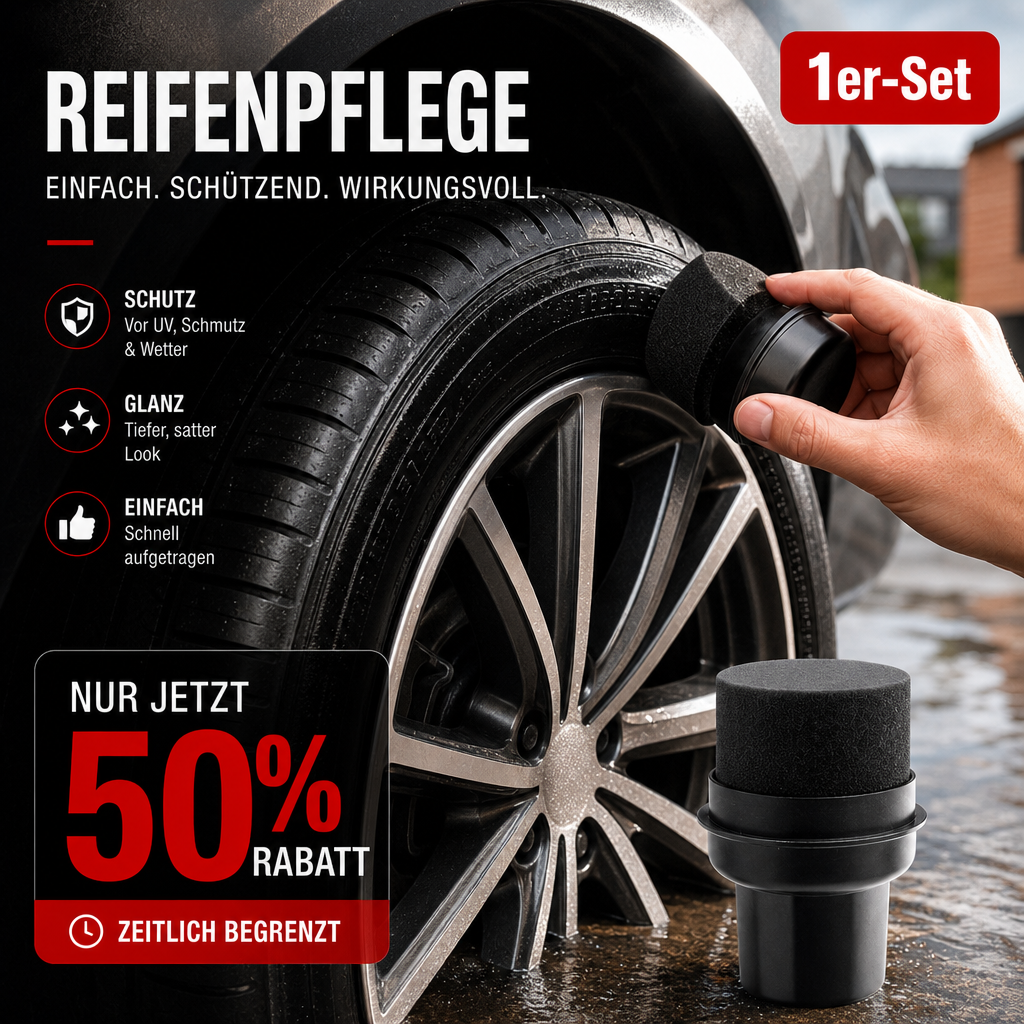 Reifenglanzschwamm mit Applikatorbürste und Abdeckung