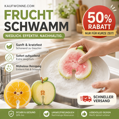 🍓 Niedlicher Schwamm in Fruchtform zum Geschirrspülen | Kratzfester Küchen-Schwamm