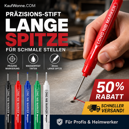 💥 50% Rabatt! ✏️ Präzisions-Markierstifte 5er-Set – 20 mm lange Spitze, ölbasierte Tinte, wasserfest. Für Fliesen, Holz, Bohrpunkte, enge Spalten. 5 Farben 🛡️