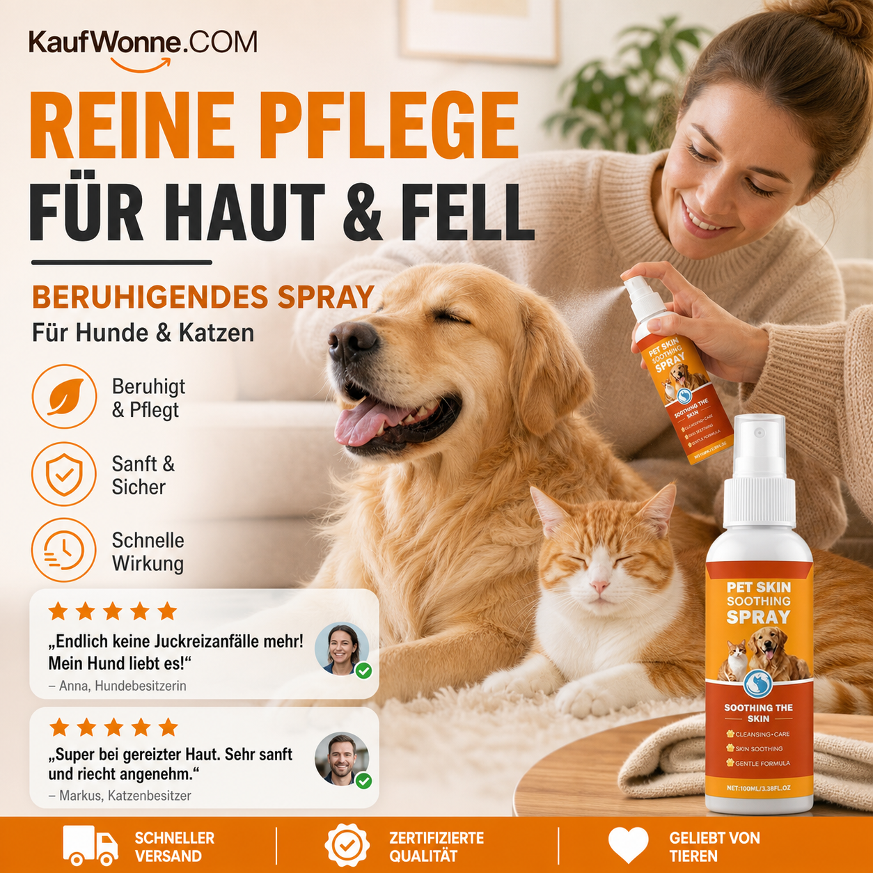 🔥🎁 2+1 GRATIS!!🥳💞 50K+ VERKAUFT! ⚡🏠 Beruhigendes Spray für die Haut von Haustieren