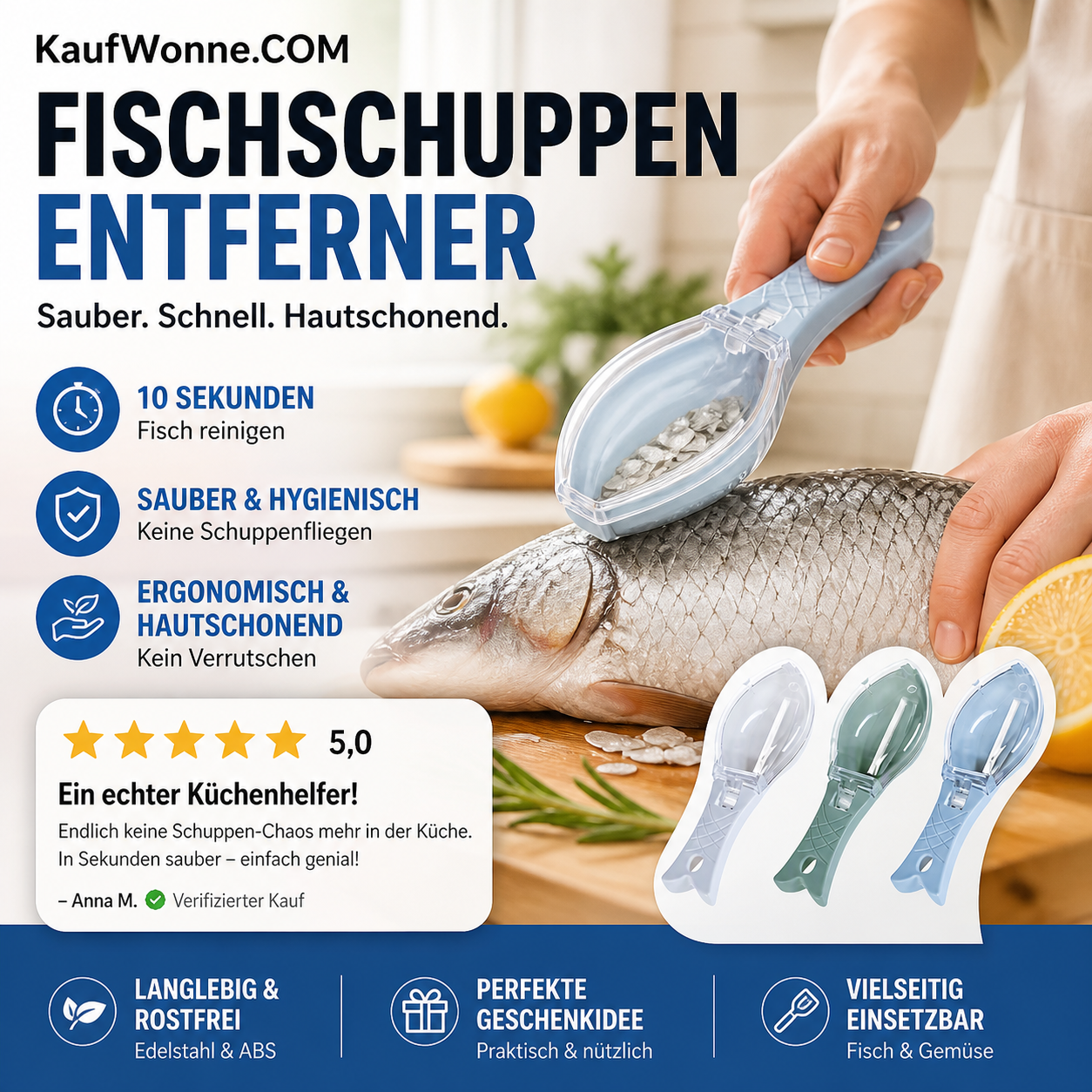 🔥 Heißer Verkauf: 🐟Tragbarer Fischschuppenschäler – 50 % Rabatt