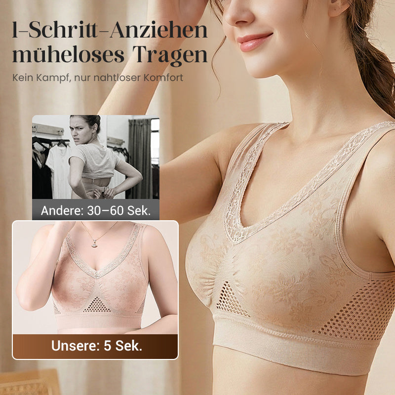 🏆 Heißer Verkauf ✨ Hochstützender nahtloser Spitzen-BH, fester Halt & luftdurchlässiges Netzrückenteil 👙
