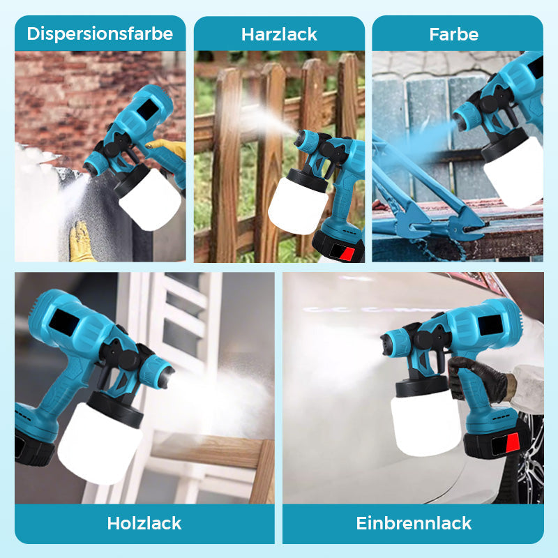 📢📢50 % Rabatt!! ⏰🔥Kabellose elektrische Spritzpistole ⚡ 800 ml/Minute für ununterbrochenes Sprühen 💪 Wiederaufladbar, kabellos, Sprühen in jedem Winkel ohne Auslaufen. Ideal für Möbel, Zäune und Wände 🏠