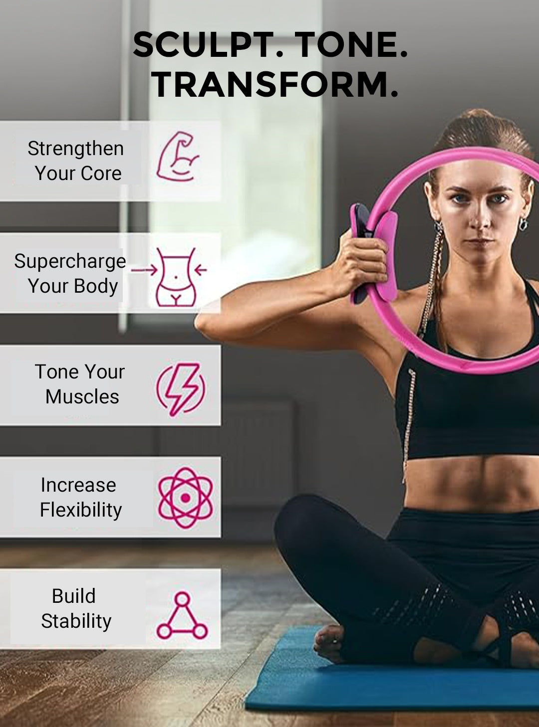🏃‍♀️ Jetzt 50 % Rabatt! 🌀 Pilates-Ring – Stärkt die Rumpfmuskulatur, leicht und ideal für Zuhause/Reisen 💪