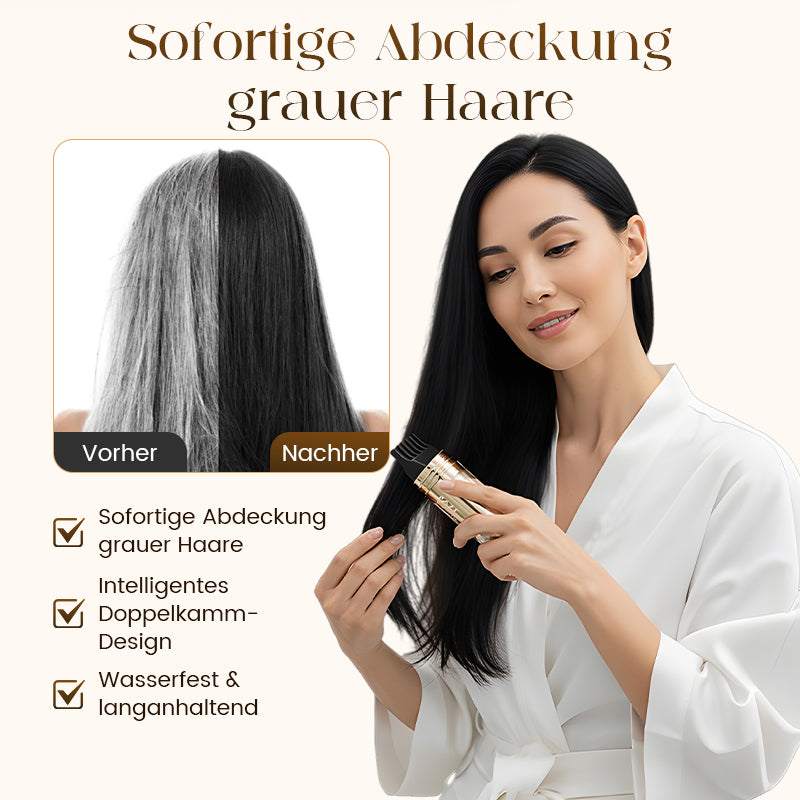 💇‍♀️ KAUFE 2, ERHALTE 1 GRATIS! ✨ 2-in-1 praktischer Haarfärbekamm für graues Haar – Sofortige Grauabdeckung, Sanfte Formel & Wasserdicht 🎨📦