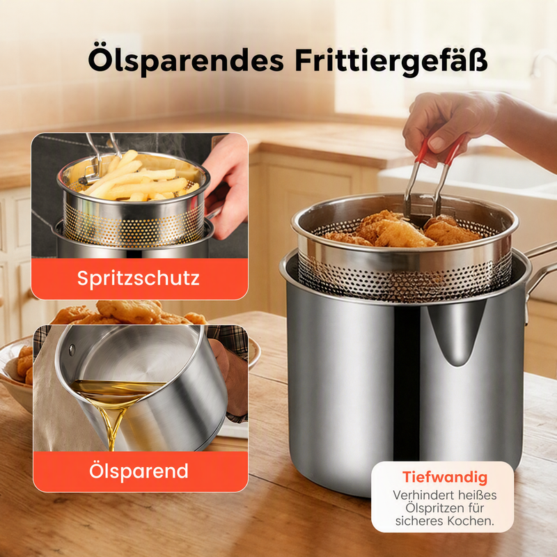 🔥Multifunktionale Fritteuse aus Edelstahl 304