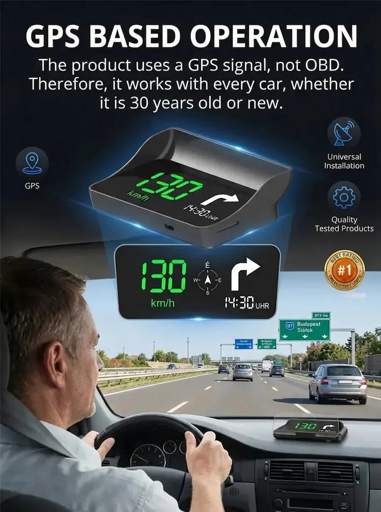 🚗🔥 JETZT 50 % RABATT! Auto‑HUD Head‑Up‑Display, GPS‑Digital‑Tachometer, Ampel‑Countdown & Blitzer‑Warnung, universelles Sicherheitsgerät