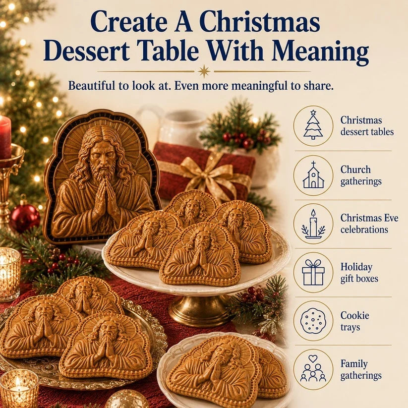🔥🎁KAUFE 1, ERHALTE 1 GRATIS🔥✝️ Mini‑Weihnachts‑Pasteten‑Formen mit Glaubens‑ & Jesus‑Christus‑Motiven | Wiederverwendbare geprägte Formen für detailreiche Pasteten mit Gebetstexten, perfekt als Weihnachtsgeschenk🥧✨