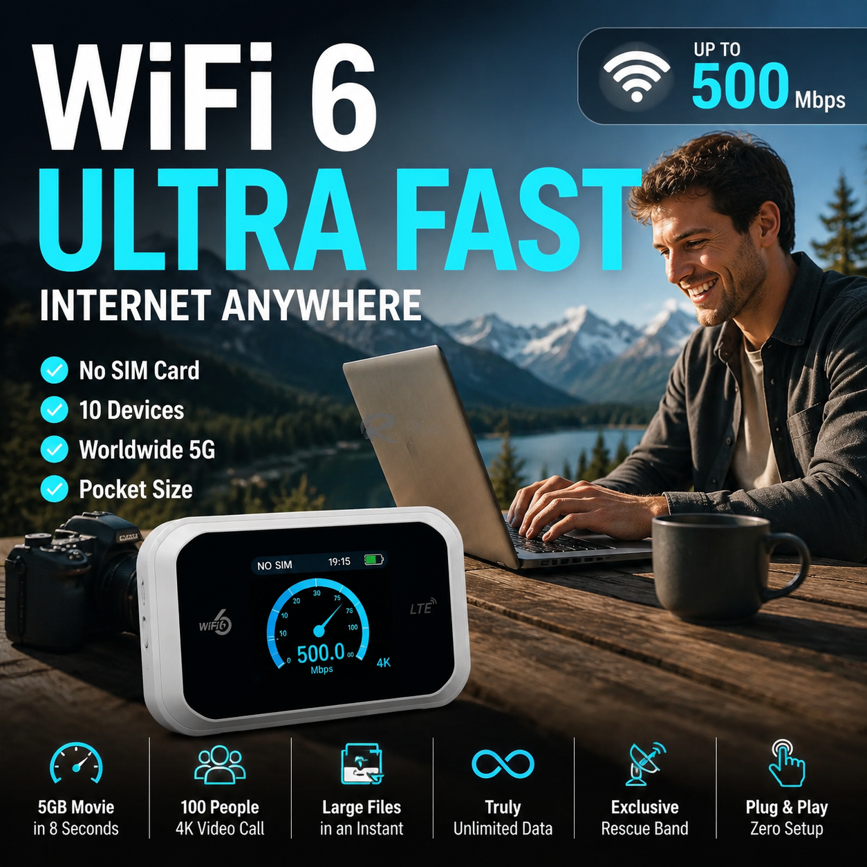 🔥50 % RABATT! 📶✨Pocket-WLAN mit Kompatibilität zu allen Netzwerken, ohne SIM-Karte!