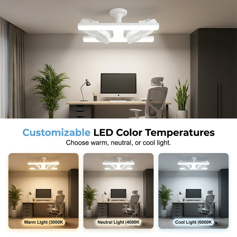 🌬️✨ Doppelter Deckenventilator mit LED-Beleuchtung – modernes Design mit Fernbedienung für Wohn- und Schlafzimmer