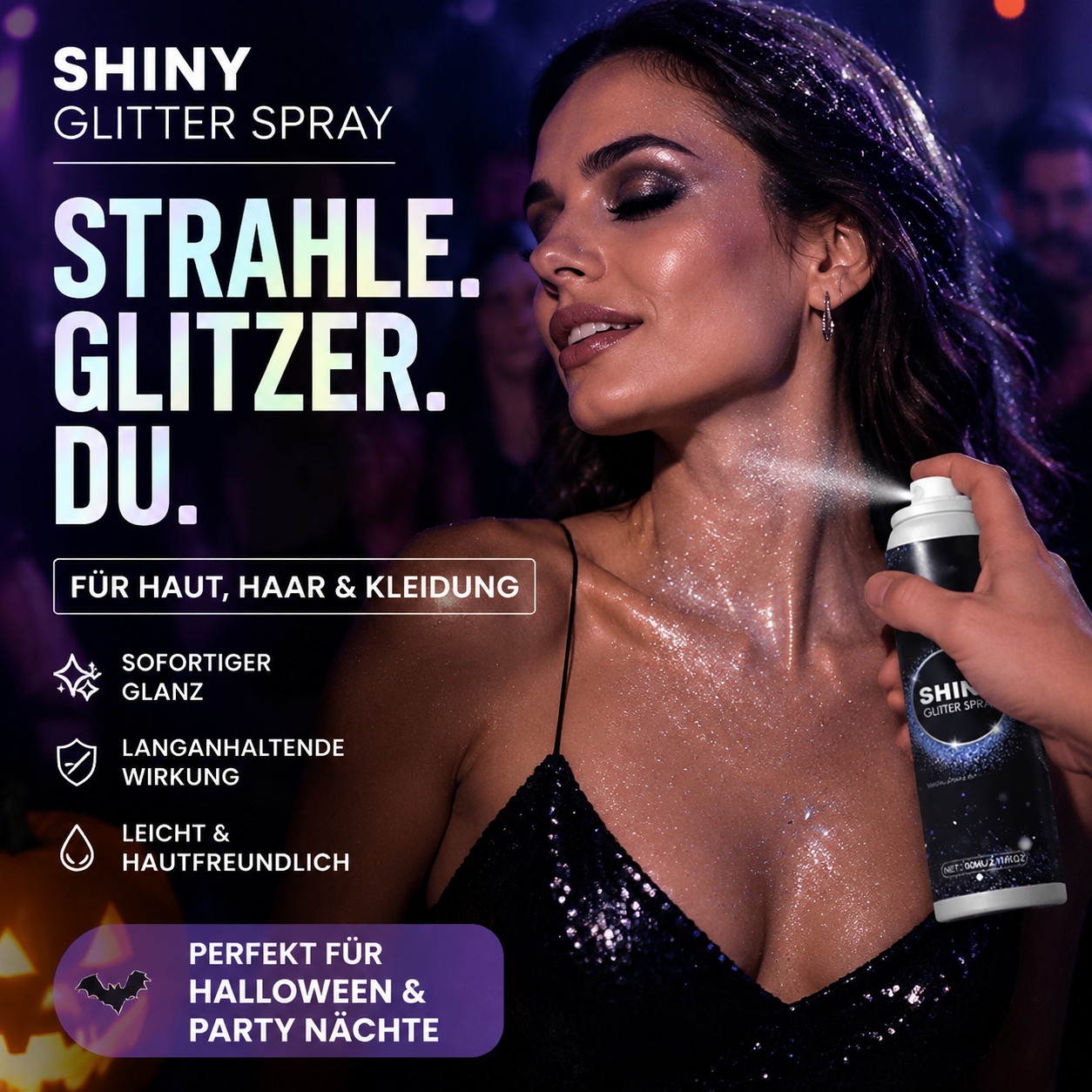 💃✨Glitzer-Spray für Haar & Körperr | Ideal für Partys, Festivals, Karneval & besondere Anlässe