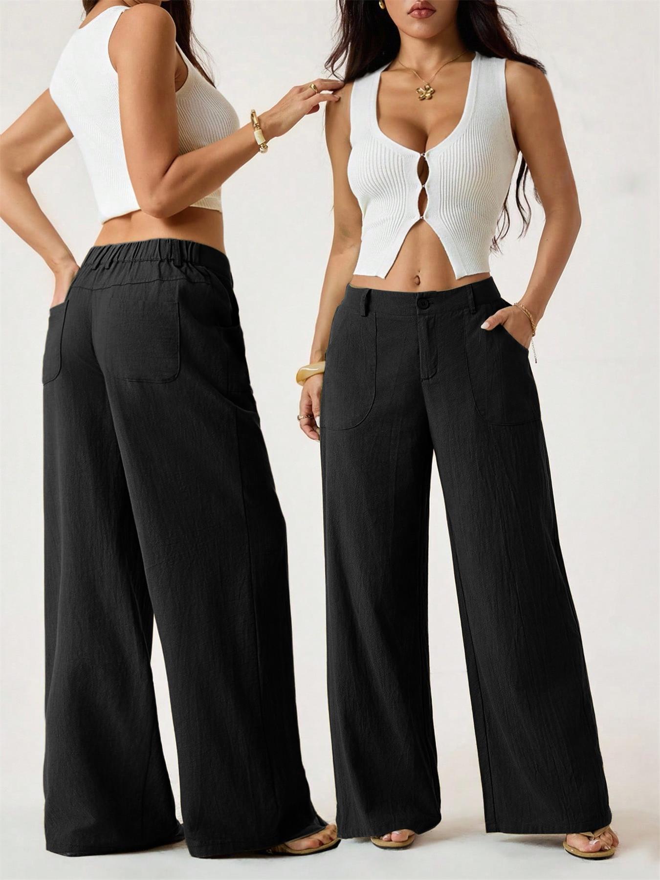 🔥🔥 2026 NEU 🥳☀️ Lässige Damen Loungehose aus Baumwoll-Leinen-Mix 👖 Fließend, gerades Bein & hoher Bund – perfekt für Sommer & Alltag 🌸