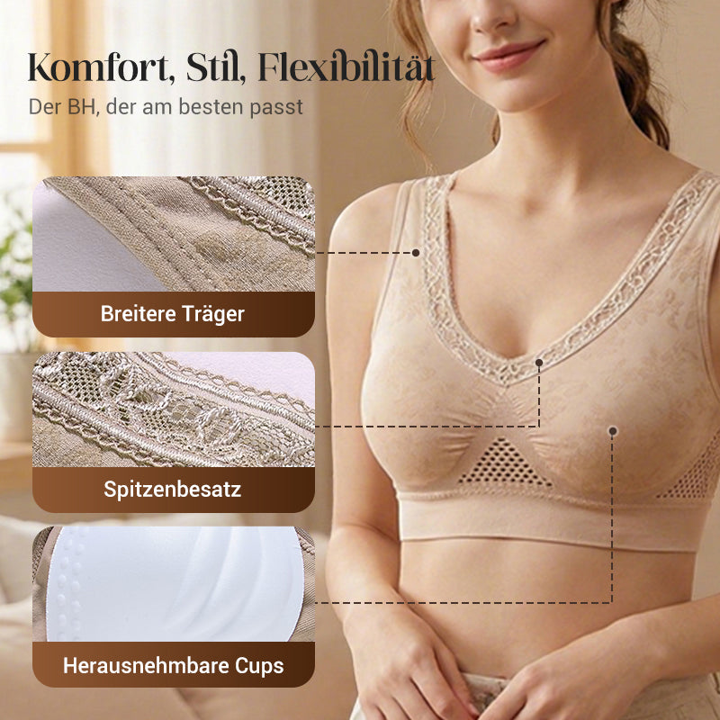 🏆 Heißer Verkauf ✨ Hochstützender nahtloser Spitzen-BH, fester Halt & luftdurchlässiges Netzrückenteil 👙