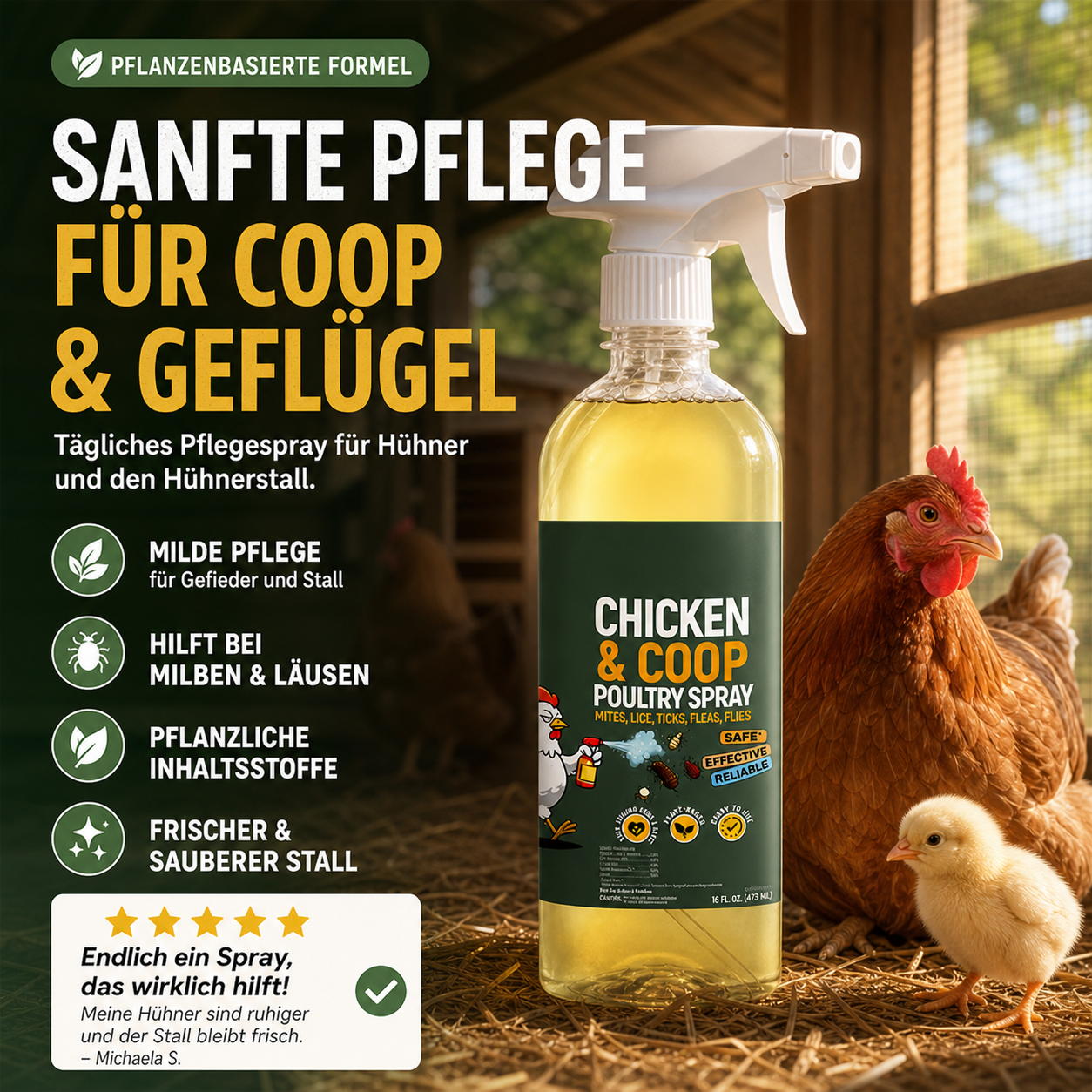 🔥🎁 2+1 GRATIS!!🥳 💞 50K+ VERKAUFT! ⚡🐔Natürliches Reinigungsspray für Hühnerställe, geruchsneutralisierend & keimreduzierend
