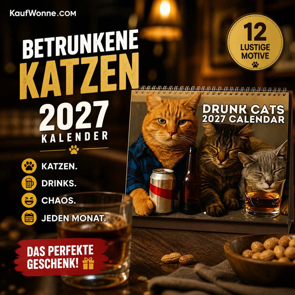 🍺🐱Betrunkene Katzen Kalender 2027