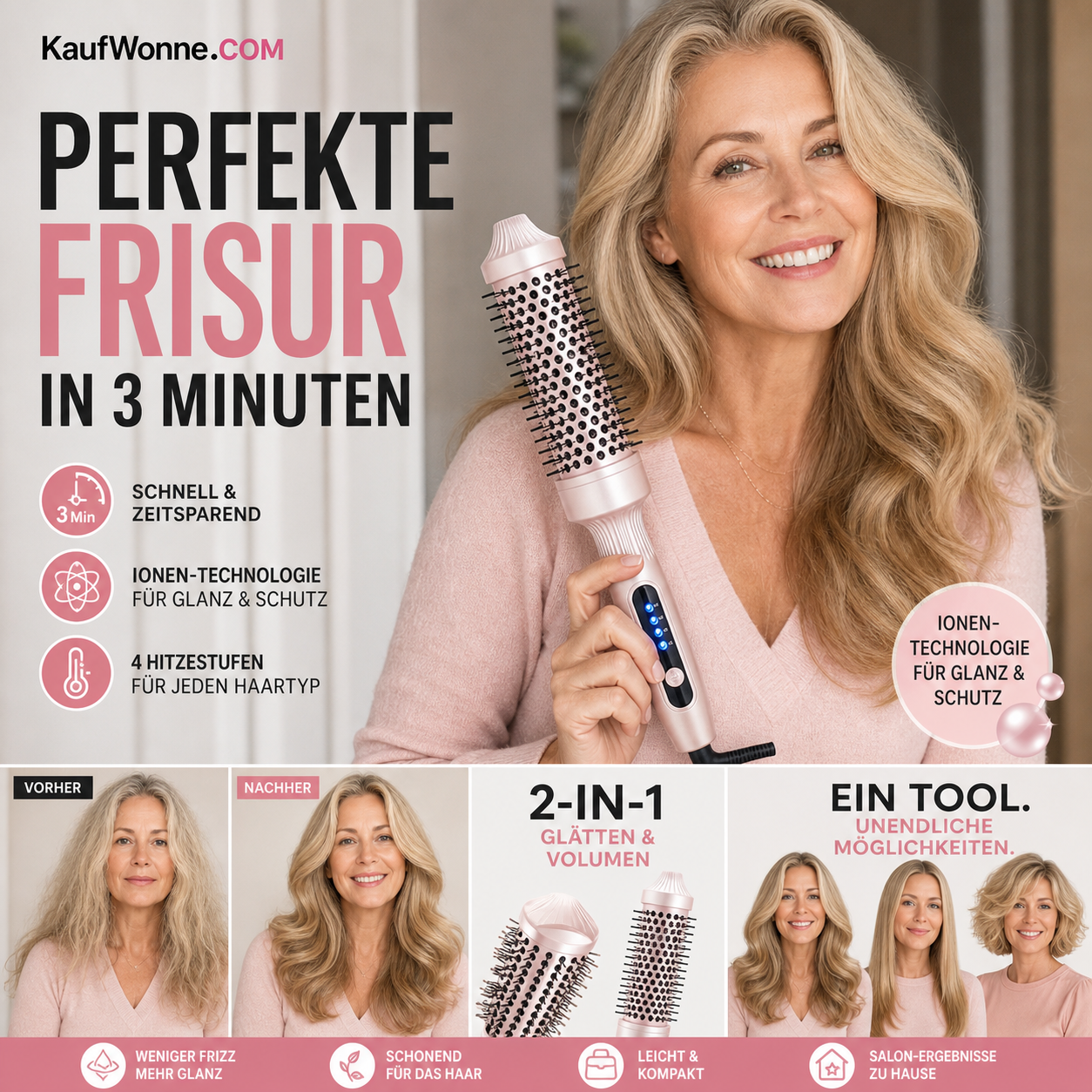 🔥 50 % Rabatt💇‍♀️ 2-in-1 Haar Volumen Kamm ✨ Voluminöses Haar in Minuten