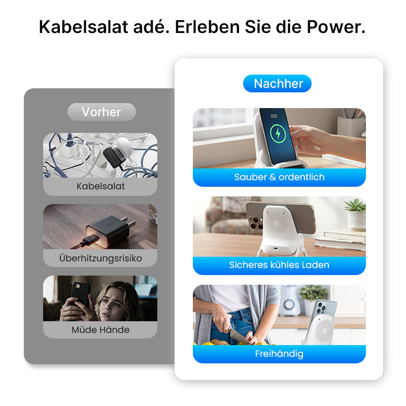 🔥 50% Direktrabatt ⚡ Der magnetische 2-in-1-Kabellose Ladestand – ablegen, sofort laden, aufnehmen, sofort nutzen