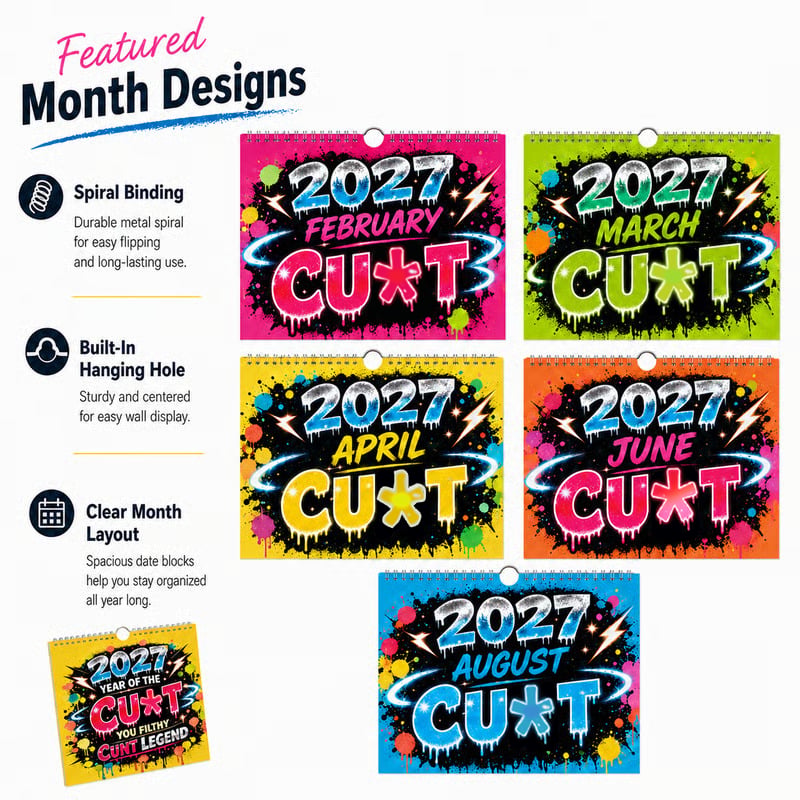 💥Frühbucherangebot – 49 % Rabatt🎁Wandkalender „Jahr der Schlampe 2027“ – Kalender mit frechem Graffiti-Humor📆🌟