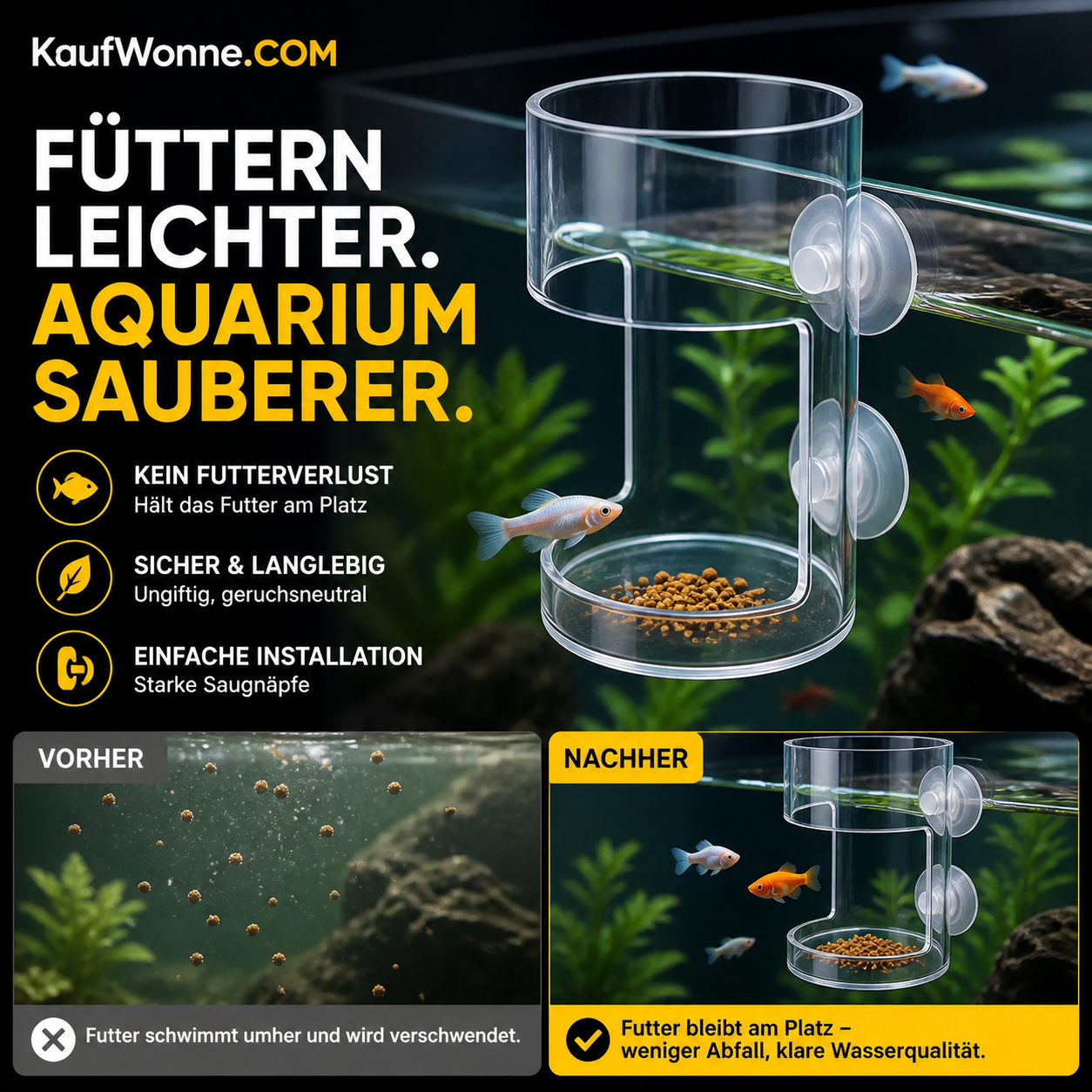 ⏳ Begrenzte Zeit 50% Rabatt!! 🐟✨ Futterring und -schale für Aquarien
