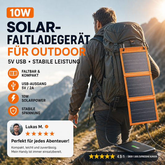 ☀️ ZEITLICH BEGRENZTER 50% RABATT! ✨ Tragbares Solarpanel – faltbar, USB-Ladung, wetterfest 🎒