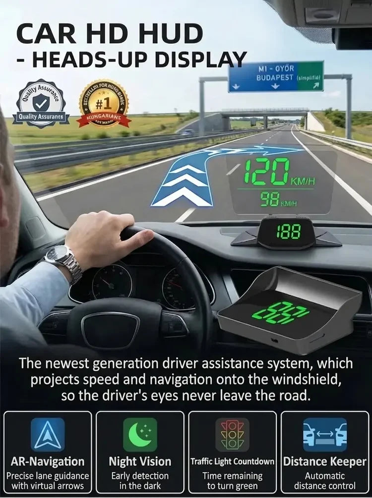 🚗🔥 JETZT 50 % RABATT! Auto‑HUD Head‑Up‑Display, GPS‑Digital‑Tachometer, Ampel‑Countdown & Blitzer‑Warnung, universelles Sicherheitsgerät
