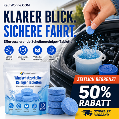📢📢50 % Rabatt!! 🚗💧 Scheibenwaschtabletten – Konzentrierter Autoglasreiniger, 1 Tablette ergibt 1 Gallone