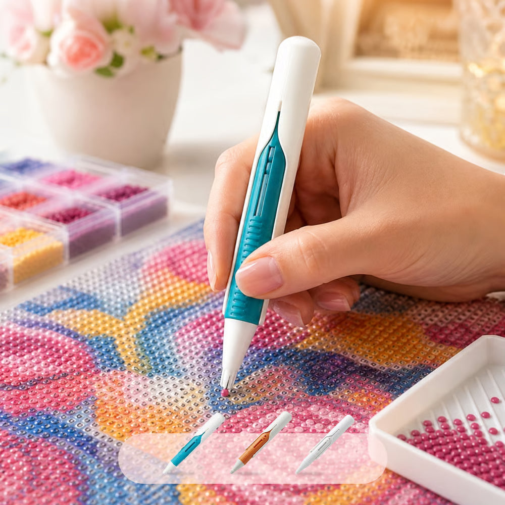 🔥🎁 2+1 GRATIS!! 🥳💞 50K+ VERKAUFT! ⚡💎 Automatischer Diamantmal-Stift mit Perlenablage-Set