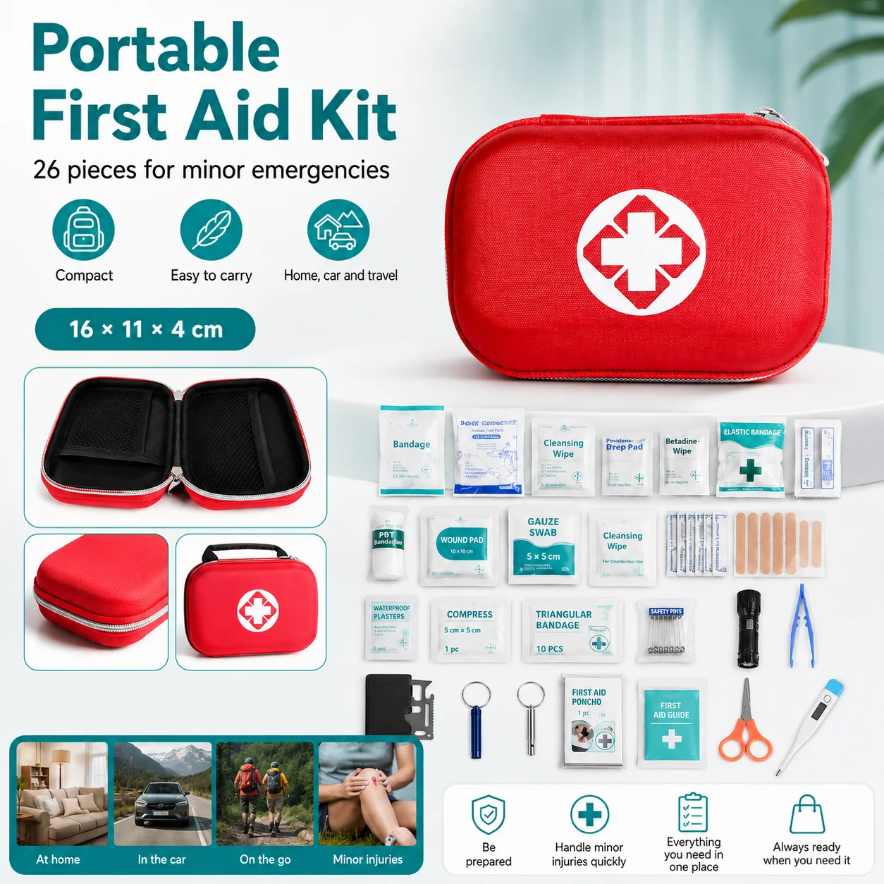 🔥Heißer Sale 50% RABATT🔥 26-teiliges tragbares Erste-Hilfe-Set – für Zuhause, Auto, Reisen & Camping, kompakt 🏥