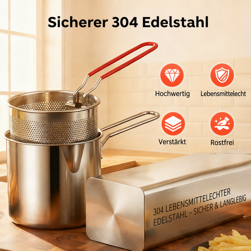 🔥Multifunktionale Fritteuse aus Edelstahl 304