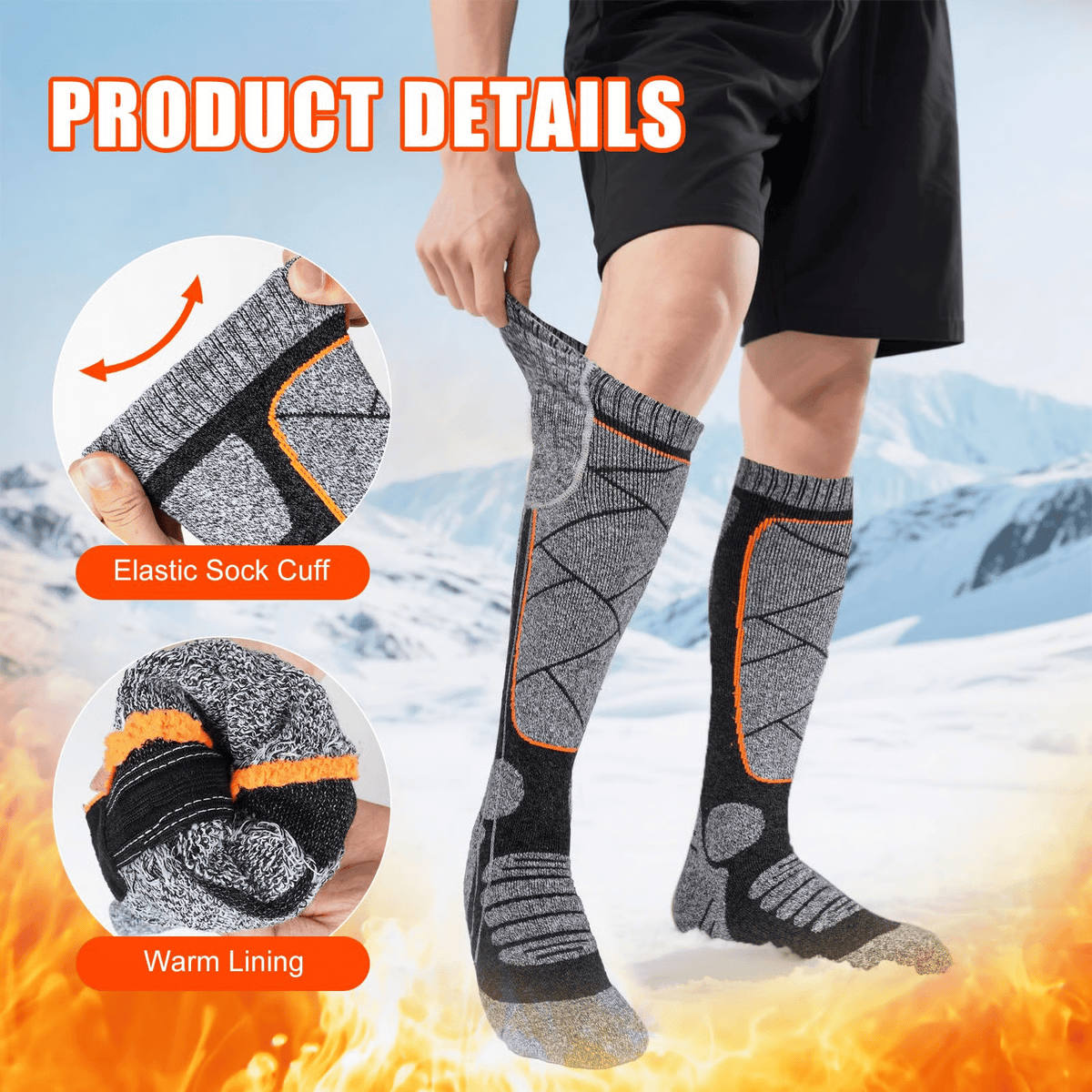 Waschbare, wiederaufladbare Heizsocken für Damen und Herren
