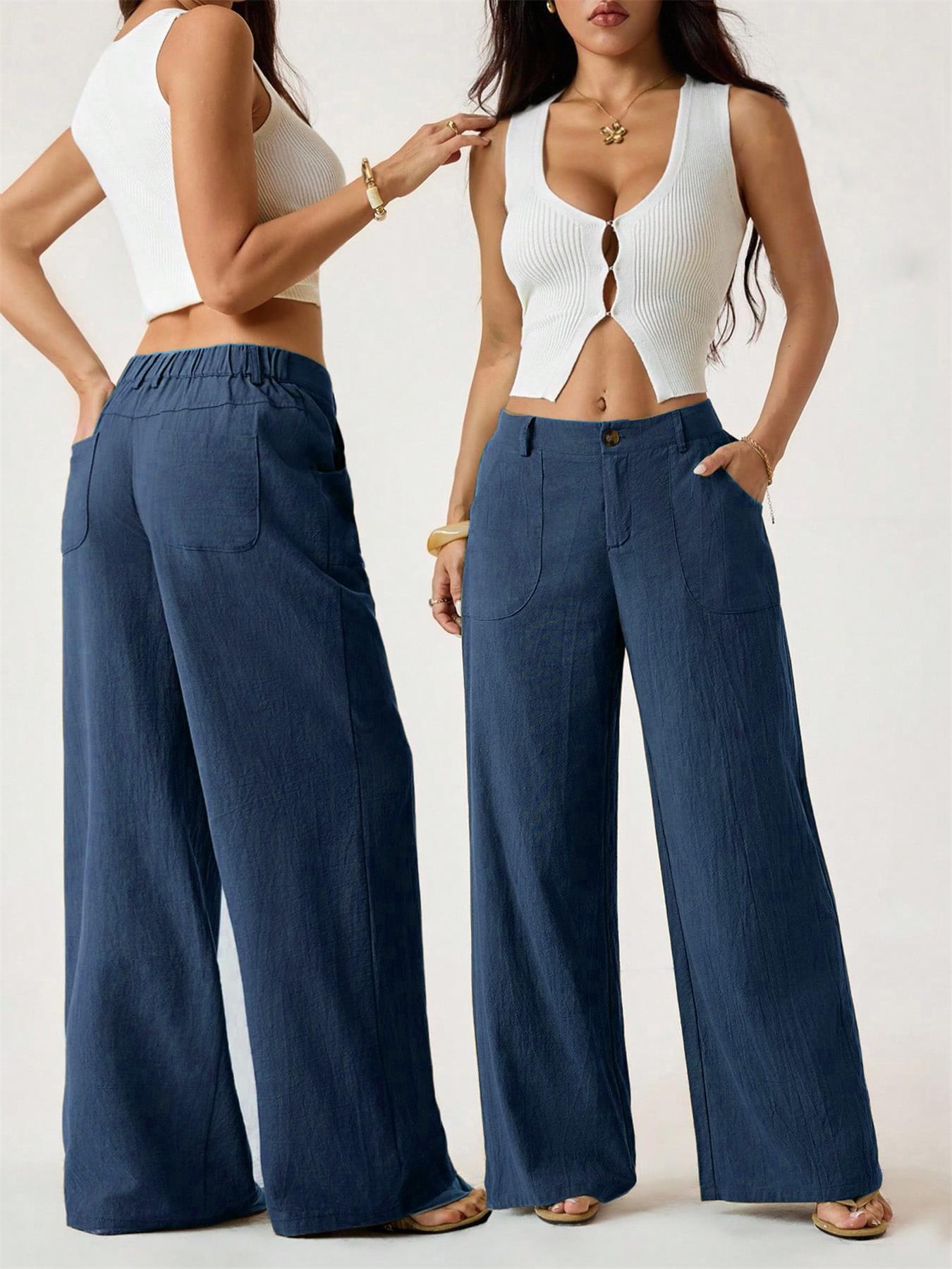 🔥🔥 2026 NEU 🥳☀️ Lässige Damen Loungehose aus Baumwoll-Leinen-Mix 👖 Fließend, gerades Bein & hoher Bund – perfekt für Sommer & Alltag 🌸