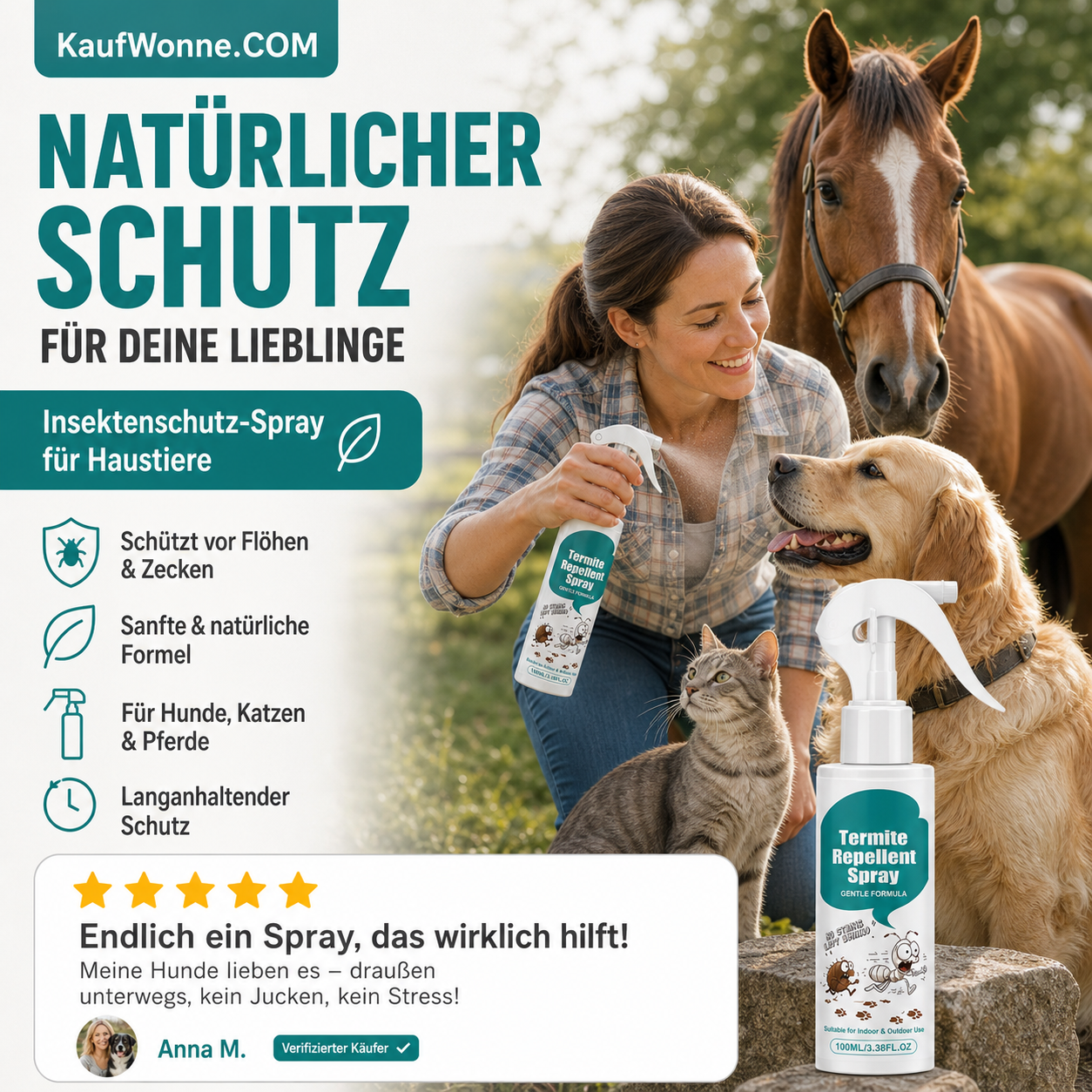 🌿 Natural Pet Parasite & Insect Repellent Spray