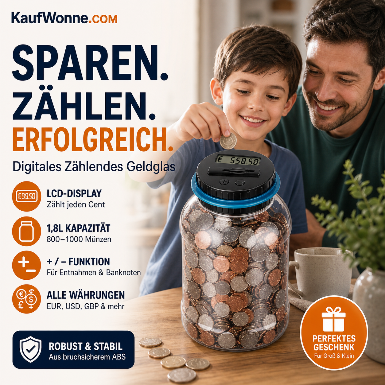 💰✨50 % RABATT! 🏦 Digitale Spardose mit automatischer Münzzählung – Verfolgt Ersparnisse, legt Sparziele fest und macht das Sparen für Kinder und Erwachsene zum Spaß.✨