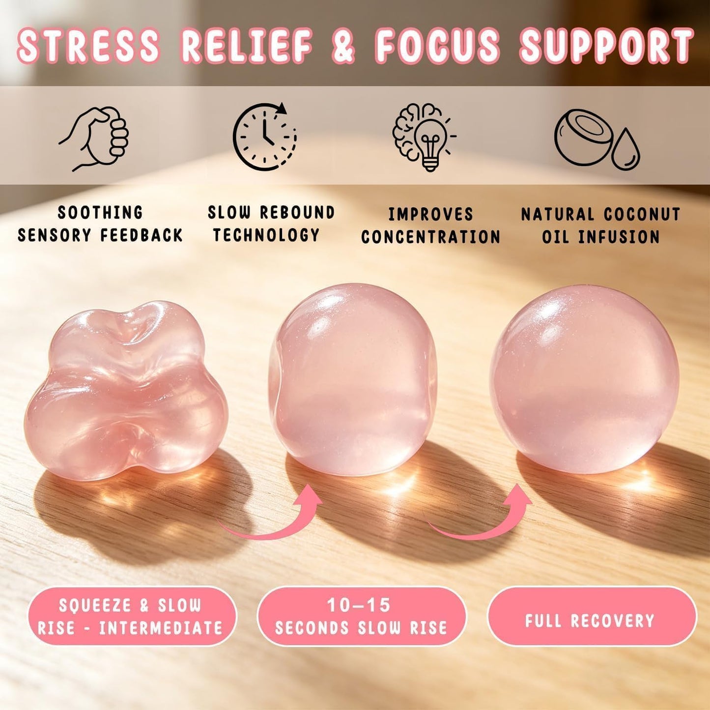 🔥🎁 2+1 GRATIS!!🥳 💞 50K+ VERKAUFT! ⚡🥥Coconut Oil Squishy, Coconut Oil Stress Ball – Super Soft, Handmade, Slow-Rising Fidget Squeeze Toy for Stress Relief and Improved Focus🌴💚