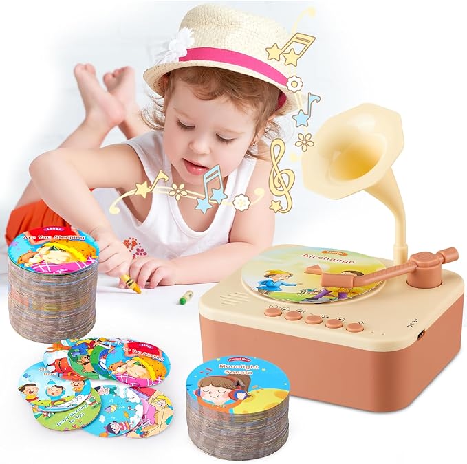 📢📢 50 % Rabatt!! 💥🎶Kinderphonograph mit 99 Karten👶Frühes Lernphonograph-Geschichtengerät - dein Kindes neuer Lieblings-Lernfreund!
