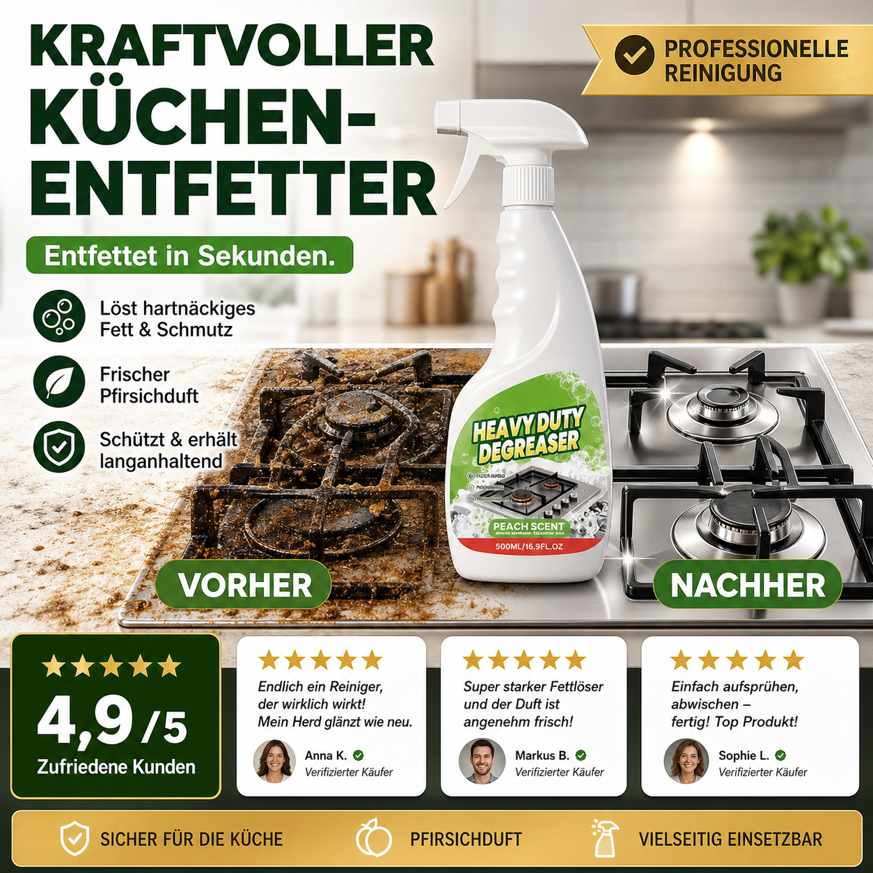 🏆 Stark wirkender Küchen‑Entfetter‑Spray