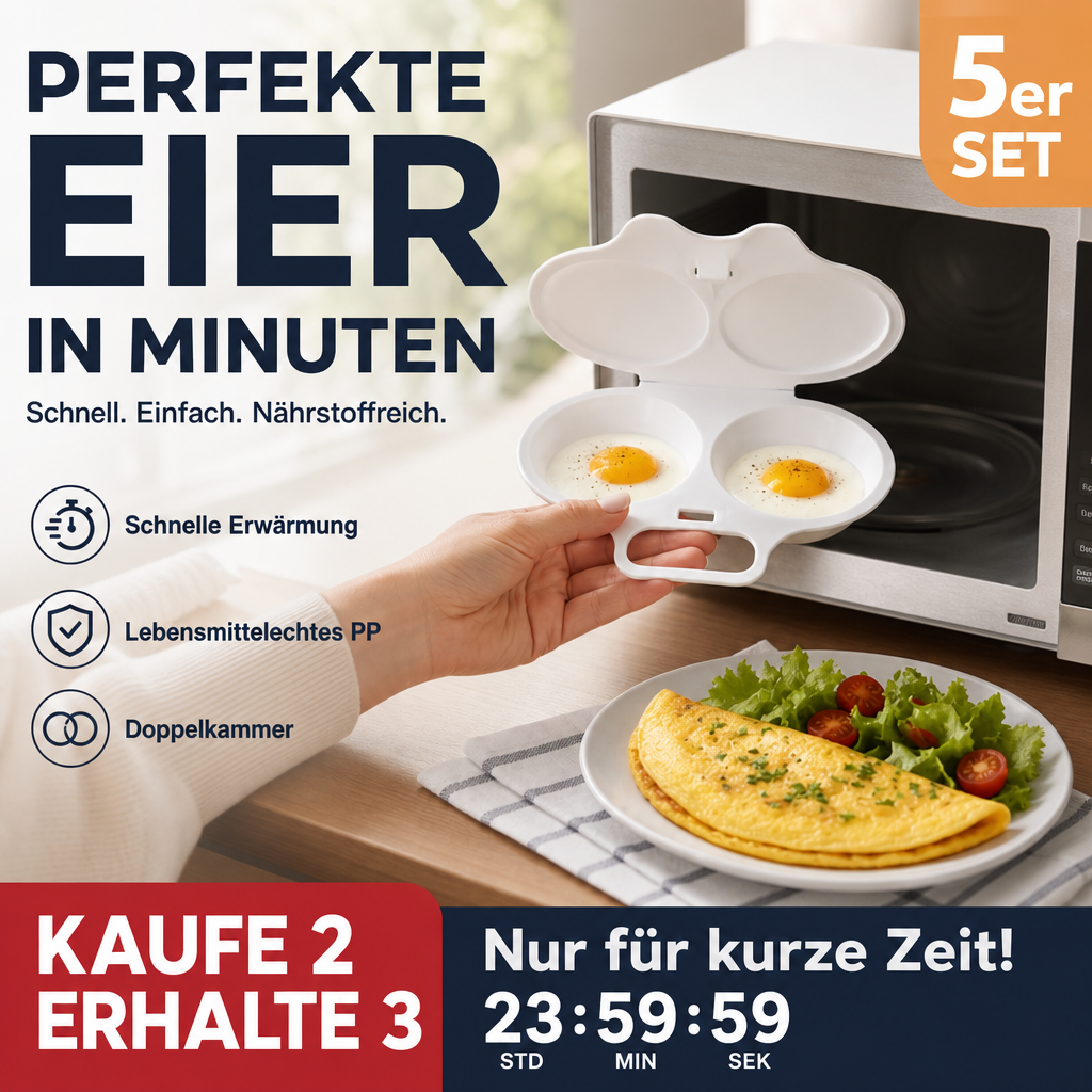 🥳HEISSER VERKAUF 2026🥳💞Mehr als 50.000 verkauft! 🥗🎁 50 % RABATT! Mikrowellen-Eierkocher mit Deckel und Griff - Zweikammer‑Design, antihaftbeschichtet und leicht zu reinigen. Gesünder als Braten – zuschlagen und sparen! 🏠✅