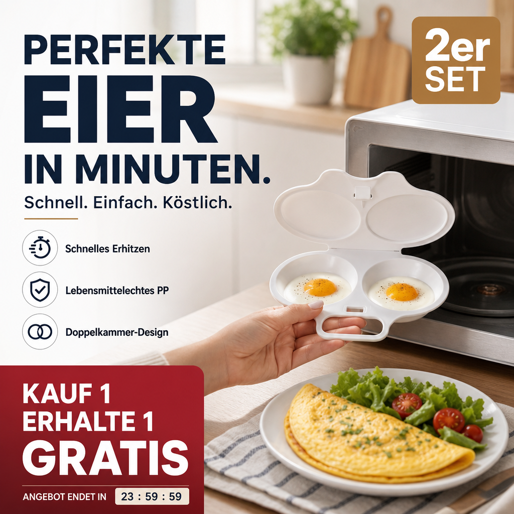 🥳HEISSER VERKAUF 2026🥳💞Mehr als 50.000 verkauft! 🥗🎁 50 % RABATT! Mikrowellen-Eierkocher mit Deckel und Griff - Zweikammer‑Design, antihaftbeschichtet und leicht zu reinigen. Gesünder als Braten – zuschlagen und sparen! 🏠✅