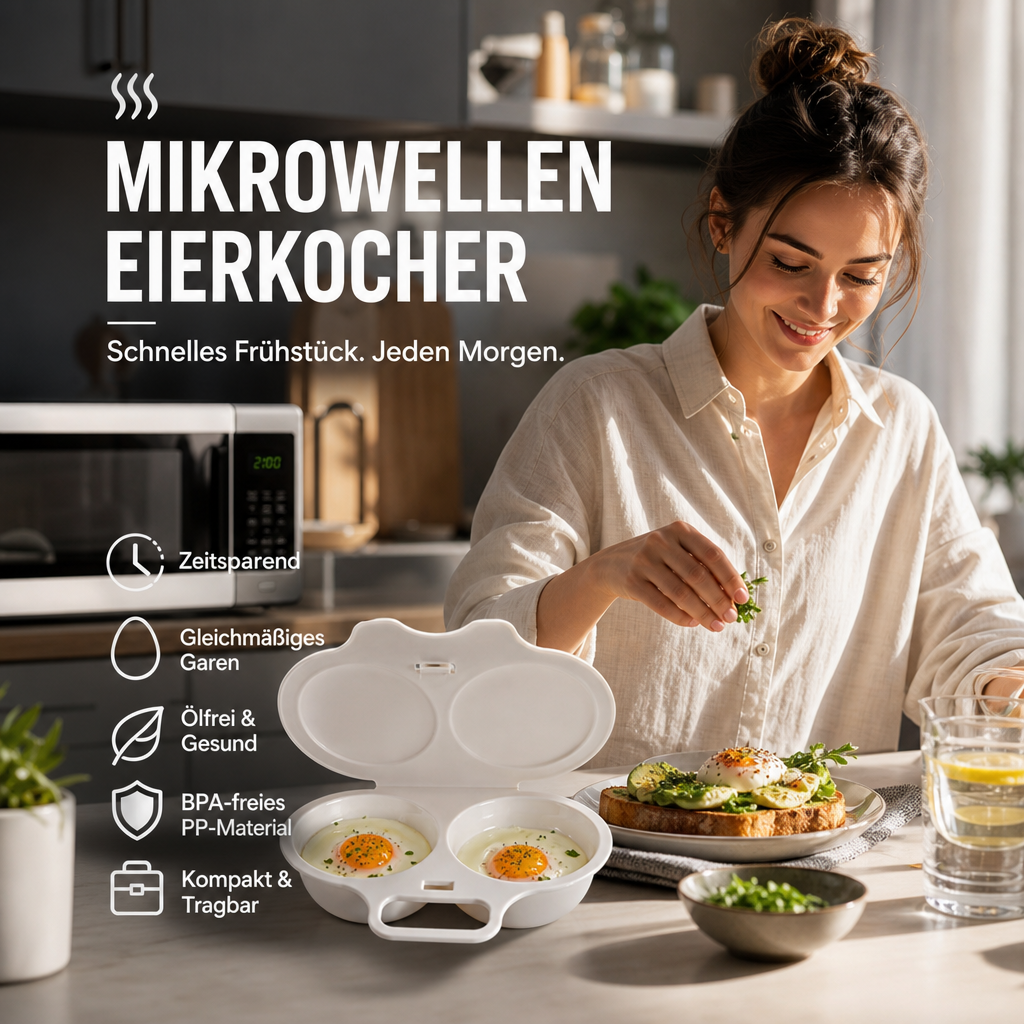 🥳HEISSER VERKAUF 2026🥳💞Mehr als 50.000 verkauft! 🥗🎁 50 % RABATT! Mikrowellen-Eierkocher mit Deckel und Griff - Zweikammer‑Design, antihaftbeschichtet und leicht zu reinigen. Gesünder als Braten – zuschlagen und sparen! 🏠✅