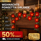 🎄 Weihnachts‑Poinsettia‑Lichterkette, bunte Weihnachtsstern‑Blumen‑LED‑Lichterkette für Dekoration, Innen‑ und Außeneinsatz