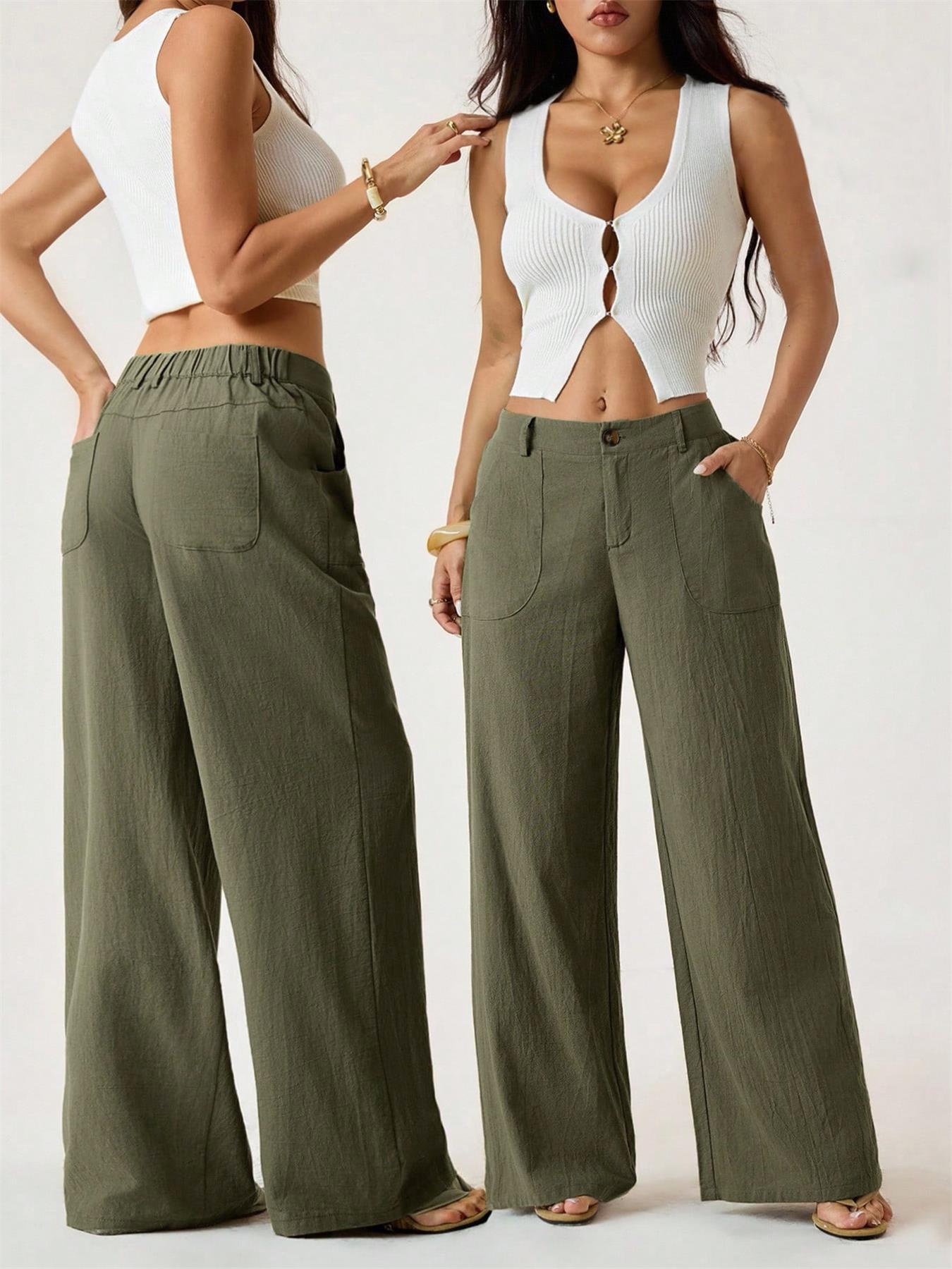 🔥🔥 2026 NEU 🥳☀️ Lässige Damen Loungehose aus Baumwoll-Leinen-Mix 👖 Fließend, gerades Bein & hoher Bund – perfekt für Sommer & Alltag 🌸