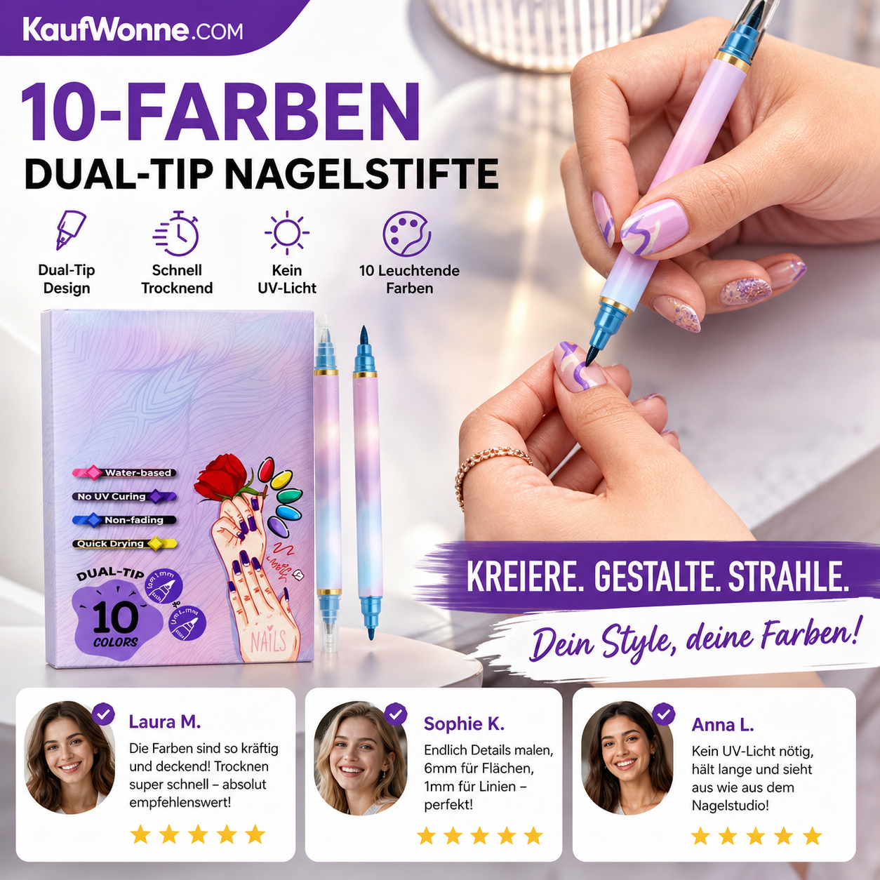 🥳2026 HEISSER VERKAUF🥳💞Über 50.000 verkauft!⏳✨10-Farben-Nagelmarker-Set mit zwei Spitzen