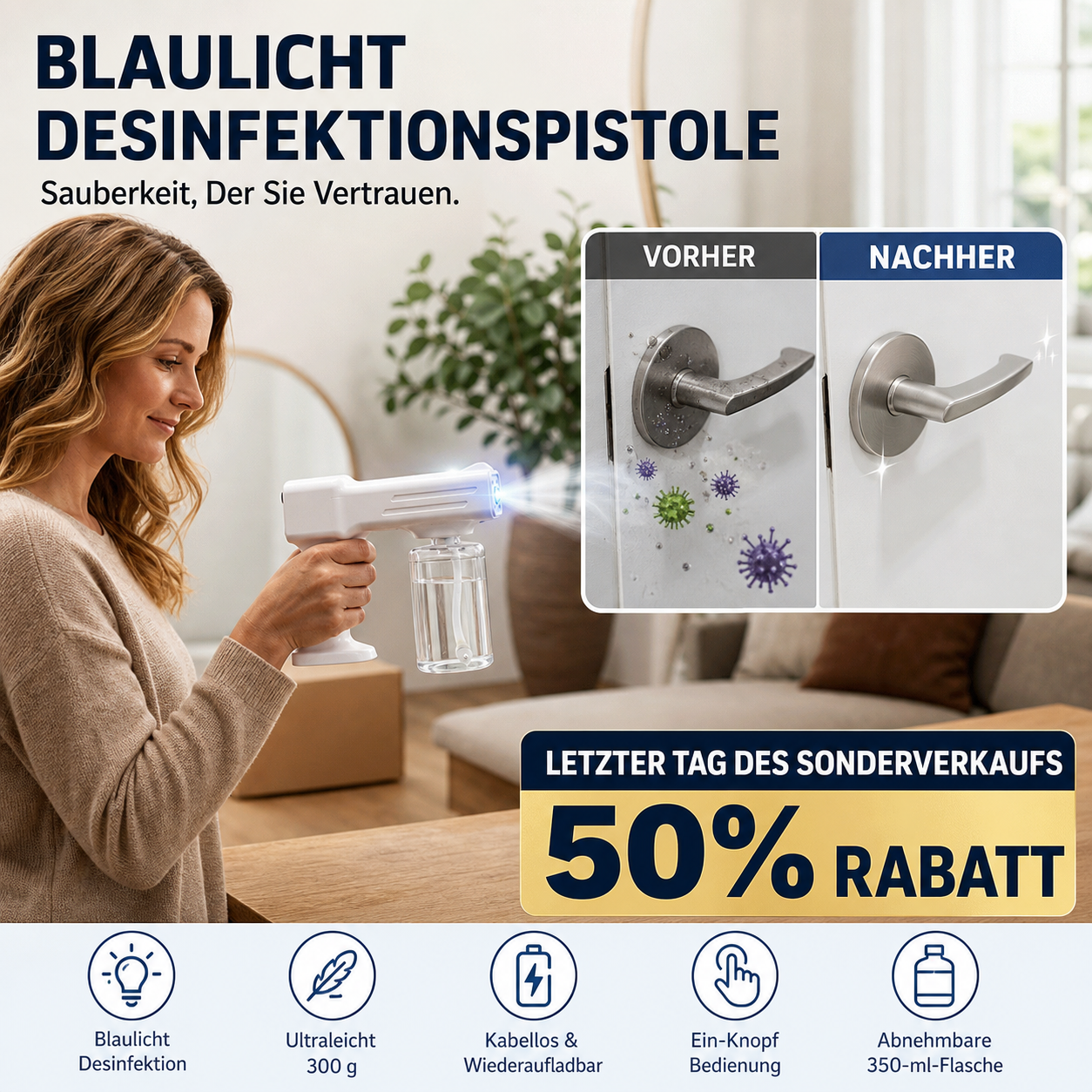 🔫 50 % RABATT! 🧴 Akku-Sprühpistole (350 ml) – Wiederaufladbar, leicht und vielseitig – Ideal für Desinfektionsmittel, Wasser oder selbst hergestellte Lösungen 🌿