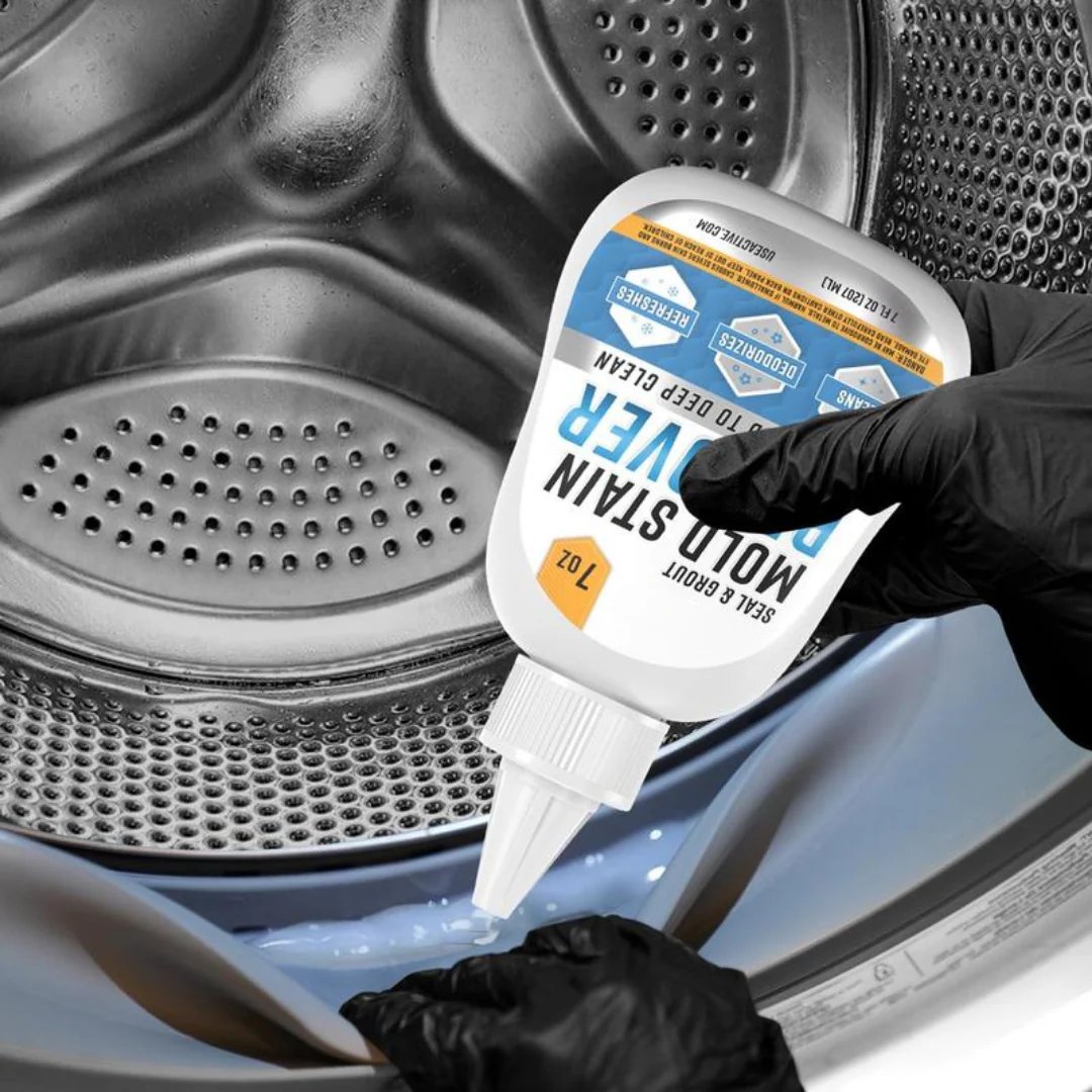 🔥50% RABATT!!!🔥 Schimmelentferner-Gel mit Scheuerbürste – Effektiver Schimmelentferner für Waschmaschinen-Dichtungen, Duschfugen, Fliesenfugen und Badezimmer