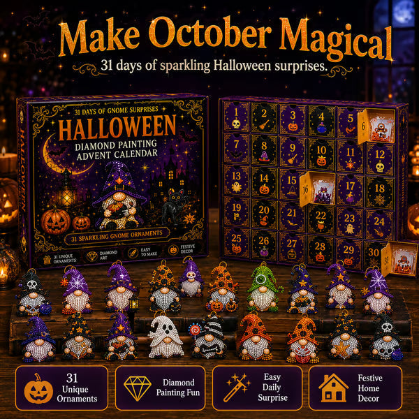 🎉✨ 31 Tage voller Gnome-Überraschungen: Halloween-Diamantmalerei-Adventskalender