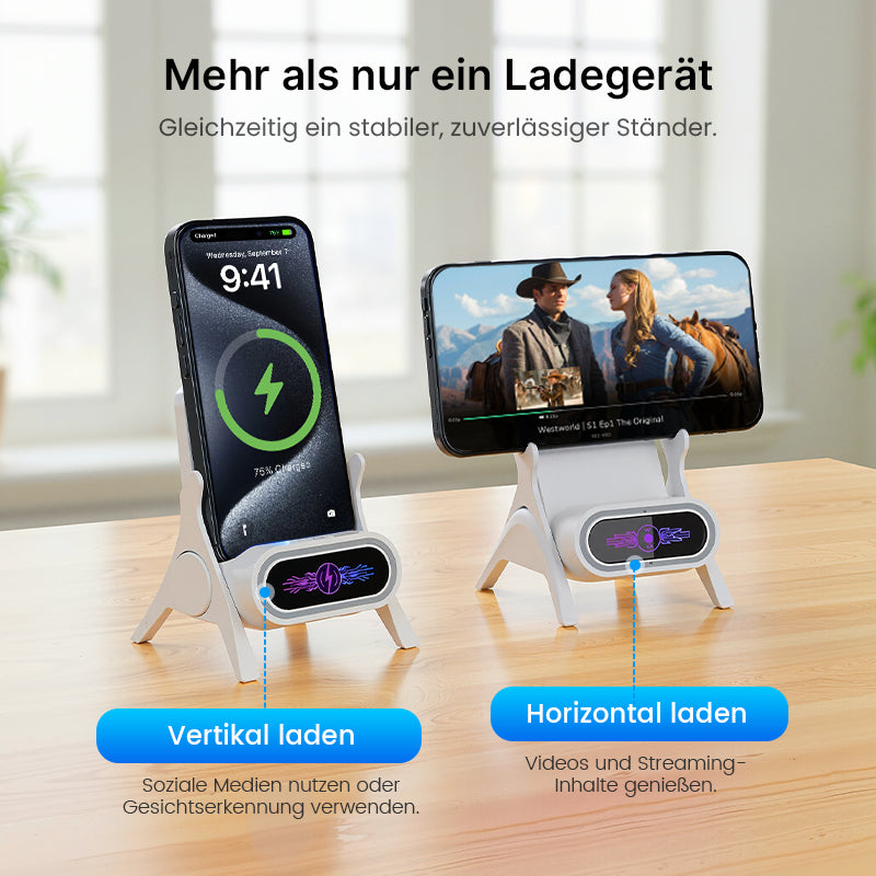 🔥 50% Direktrabatt ⚡ Der magnetische 2-in-1-Kabellose Ladestand – ablegen, sofort laden, aufnehmen, sofort nutzen